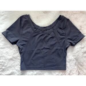 BUFFBUNNY Collection Crop Top Black & Navy Blue Size S
